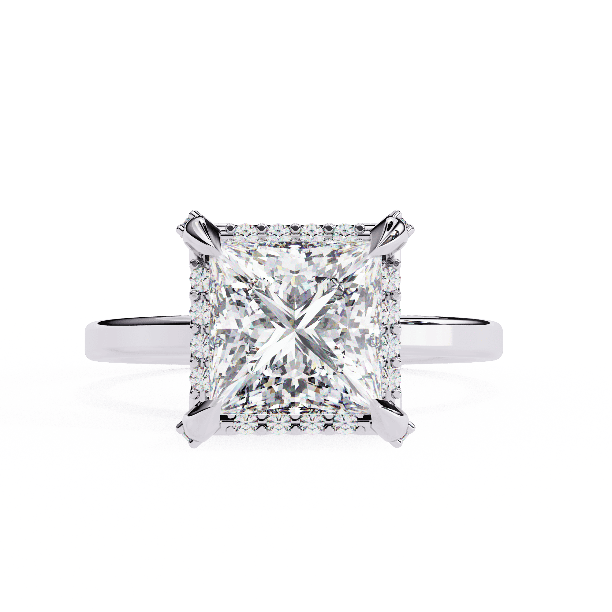 Princess-Cut Solitaire Diamond Ring in Prong Setting